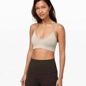 LULU LEMON “EBB TO STREET BRA” IN FAWN, SIZE 6.